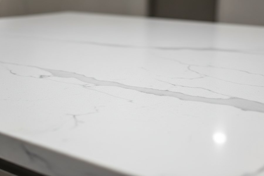 Quartz countertop surface.